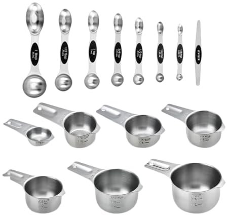 FUNNETOYU Tazas Medidoras Cucharas Medidoras Set De Cocina Acero Inoxidable Diseño Apilable