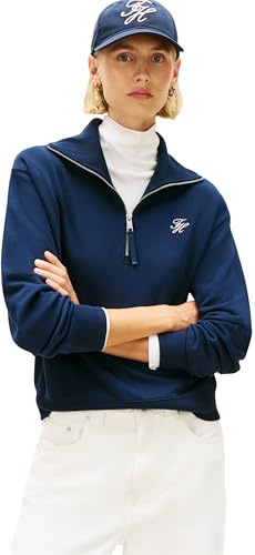 Tommy Hilfiger Damen Th Script Half Zip Terry Swtshrt Ww0ww49470 Sweatshirt mit halbem Reißverschluss (1er Pack)