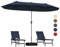 COSTWAY Grand Parasol de Jardin Exterieur avec Pied, 400 x 200 cm, Parasol Double XXL avec Manivelle, 8 Personnes, Toile en Polyester, pour Terrasse, Patio, Piscine (Bleu Marine)