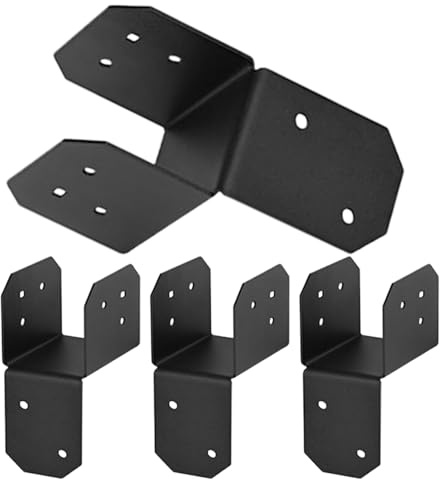 U Winkel Halterung Metall | Verdeckte Balken Aufhänger | 4 Stück Regalhalterung Schwarz | Verstärkte Hochlast-Hülsenverbinder | Halterungen Mit Schraube | 4 Stück Verdeckte Balkenaufhänger Für Pavil