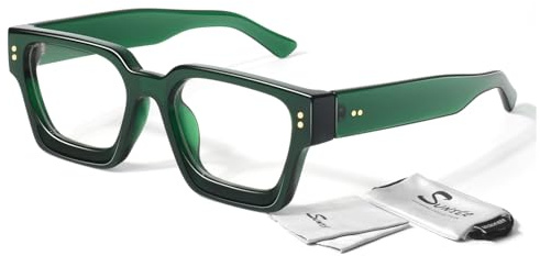 Sunier Große Fake brille ohne Stärke Damen Herren UV400 Schutz | Modische Preppy Quadrat Rahmen Fensterglas,Ultraleicht, Strapazierfähig, Unisex-Accessoires,Verschiedenen Farben erhältlich