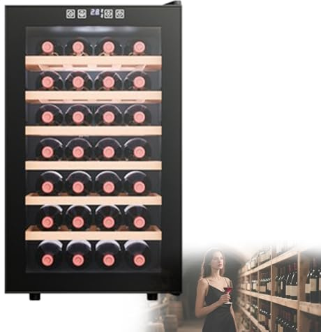 Kindevieft Kühl-/Gefrierschrank mit digitaler Steuerung, Unterbau-Einzelzonen-Kühlschrank für Rot- und Weißwein, Getränkekühlschrank für den Heimgebrauch 28Bottle