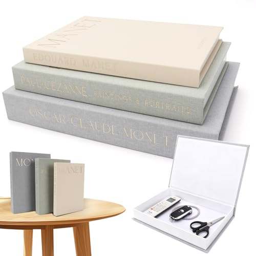 AROMUJOY 3 Stück Deko Bücher für Heimdekor, Dekorative Bücher Leinen, Gefälschte Dekobücher Buchbox, Buchattrappe Display Bücher mit Magnetverschluss für Couchtisch Regale Büro Bücherregal Deko