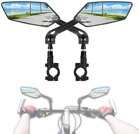 Fahrradspiegel Set Links & Rechts,360°Einklappbar & Drehbar, für alle typen | Erweitertes Sichtfeld ohne Verzerrung, fahrrad rückspiegel für E-Bike, MTB, EScooter, Montage in 60 Sek