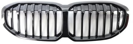 Griglia Anteriore Maschera Calandra Per BMW F40 Serie 1 2019-2023 Paraurti Anteriore Nero Lucido Racing A Doppio Rene Griglia Sportiva A Stecca Singola