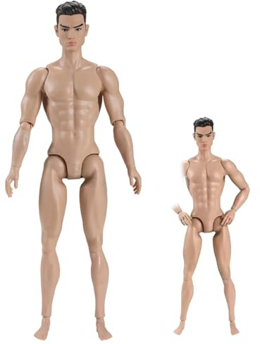 Grtheenumb Benutzerdefinierte Actionfiguren, Actionfigur im Maßstab 1:6, mehrgelenkiger, beweglicher, männlicher, muskulöser Figurenkörper mit Kopf für die Ausstellungspuppensammlung, Beige