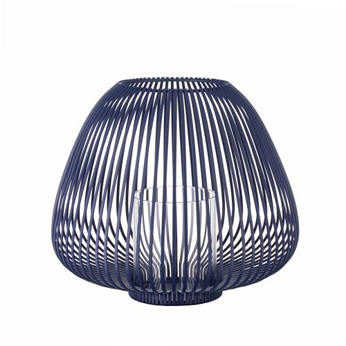 blomus Laterne -LYVA- | Farbe Ocean Cavern | Größe M | Aus pulverbeschichtetem Stahl und Glas; Für stimmungsvolles Kerzenlicht; Passgenau für einfachen Austausch; Ø 31 x H 26,5 cm