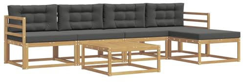 vidaXL Outdoor-Sofagarnitur 6 pcs Weiß und Anthrazit 79 x 79 x 37 cm, Patio-Lounge-Set, modernes Outdoor-Sofa, wetterfestes Gartenmöbel, Akazienholz