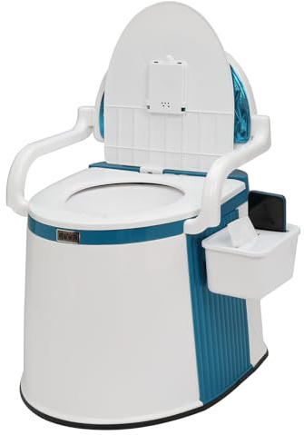 Bonnlo Campingtoilette Tragbare Reisetoilette, Abnehmbarer Inneneimer Mobile Toilette Mit Sitz, Deckel und Toilettenpapier-Halter, für Camping (Blau-weiß)