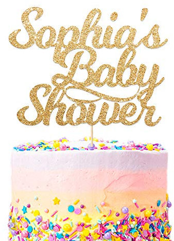 Howson London Personalised Multicoloured Glitter Cake Topper - Double Sided, Welcome Baby Shower Party, Custom Name Reveal, Hand Finished in UK