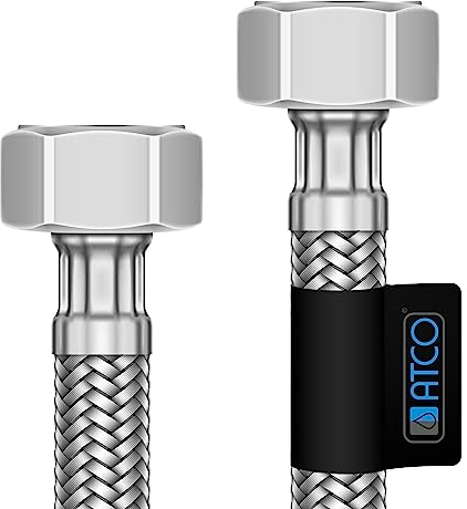 3/8 IG x 3/8 IG - ATCO® Flexschlauch Flexibler Panzerschlauch Verbindungsschlauch Anschlussschlauch Edelstahl EPDM (DN8 8mm) - Diverse Längen (3/8 x 3/8 x 50cm)