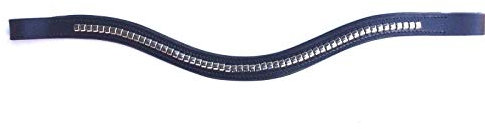 GS - Reitsport Stirnriemen Stirnband für Trensen mit silberfarbenen Clincer geschwungen sehr edel 37 cm