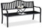 Relaxdays Gartenbank mit Klapptisch, 3-Sitzer, integrierte Tischablage, robuste Sitzbank, HBT: 90x150x57,5 cm, schwarz