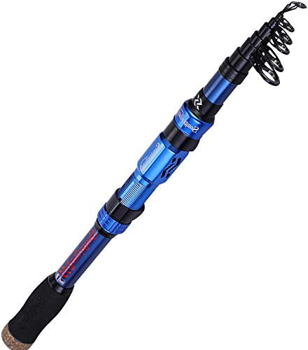 Sougayilang Canna da pesca telescopica – 24 tonnellate in fibra di carbonio, supporto per mulinello con fresatura CNC-BLUE 2.4M