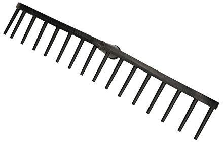 KOTARBAU® Robuster Rechen 550 mm mit 16 Zinken Harke aus Kunststoff Gartenharke Handharke Gartenrechen zum Fegen von Laub Gras Gartengeräte Gartenwerkzeug Schwarz ohne Stiel