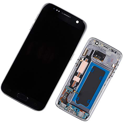 Duotipa Écran Super AMOLED - Compatible avec Samsung Galaxy S7 SM-G930F SM-G930A - 5,1 - Avec cadre et outils (noir)