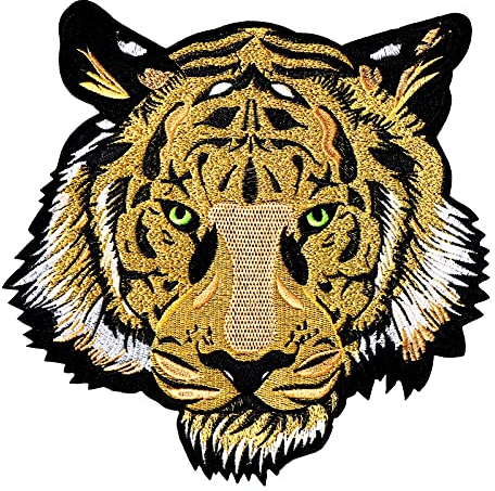 Große Tiger Aufbügeln Patches, 25.4 cm gestickte Aufnäher für Kleidung, Big Tiger Aufbügeln Stoff Paste für Jacken Decke Jeans Vintage Stoff Aufkleber Reparatur Cool Sew On Patch