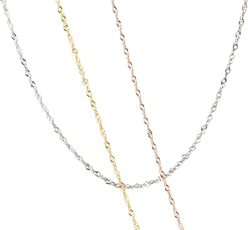 Ardeo Aurum Unisex Damen Herren Kette aus 375 Gold Weißgold Singapurkette Halskette 1,2 mm Breite und 45 cm Länge mit Federringverschluss