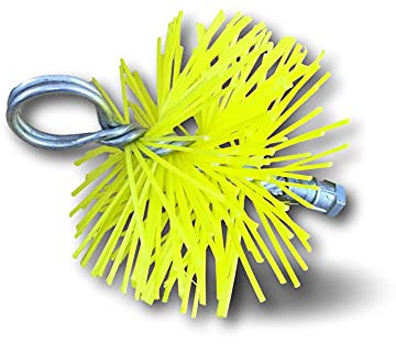 Hérisson Rond synthétique | Ø 125 mm | Embout Acier fileté M12*1,75mm | Ramonage conduits gainés | Cheminée chaudière poele canalisations gouttières | Adaptable Tous Types de Cannes | Kibros 4ESS125