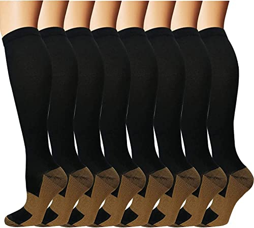 8 Paar Kompressionsstrümpfe Damen und Herren,Kompressionssocken Stützstrümpfe (15-20 mmHg) für Laufen,Reisen,Sport,Flug,schwangerschaft,Mutterschaft,Radsport,Krankenschwestern
