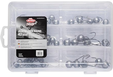Berkley Fusion19 Jighead Round Pack Varied, Fishing Hook, Jigheads, Bulk Jig Head Collection in Tackle Box, Mixed Sizes for Shads, Paddle Tails, Predator Fishing, Perch, Zander, Pike, Unisex, assorted