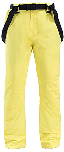 Loalirando Damen Skihose Winter Wasserdicht Softshellhose Warm Gefüttert Outdoorhose Snowboardhose(Gelb,M)