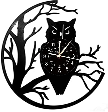 Smotly Vinyl Wanduhr, Eule Muster Wanduhr, glückverheißungsvolle Home Wanddekoration Wanduhr Geschenk