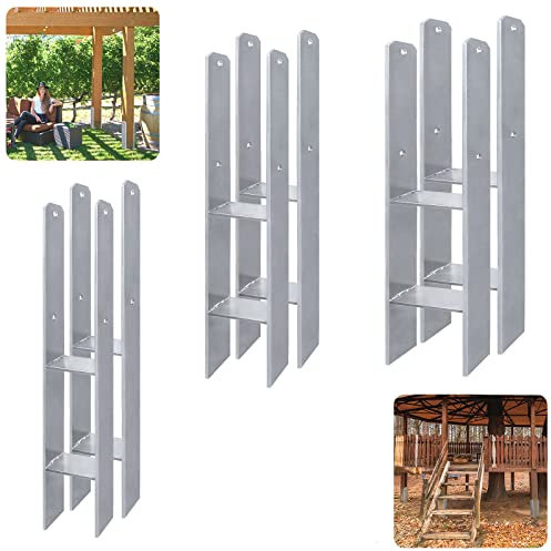 UISEBRT 6 Stück Pfostenträger Höhe: 600 mm, Breite: 121 mm, Materialstärke: 5 mm, H Anker für Pfosten