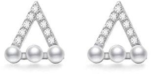 Musihy Mini Sterlingsilber Ohrstecker Perlen Ohrstecker Sinnvolle Geschenke Dreieck Mit Perle Silber
