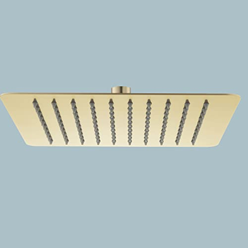 Pommeau de douche fixe carré en acier inoxydable 304 doré brossé (carré 25 cm, or brossé)