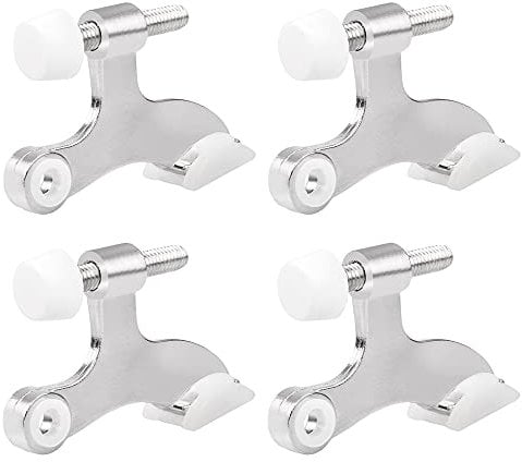 VOANZO 4 Pack Brushed Nickel Hinge Door Stopper Adjustable Heavy Duty Hinge Pin Door Stops with White Rubber Bumper Tips