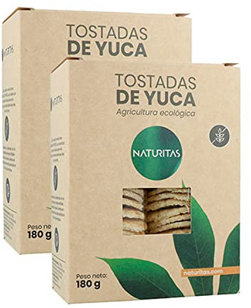 Pack 2x Tostadas de Yuca 180g BIO de Naturitas Essentials | 2 unidades de 180 g | Bajo en grasas | Sin gluten | Vegan | Sin GMO | Sin lactosa