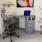 Vida Designs Otley Computer Desk with Shelves and 3 Drawers, Home Office PC/Laptop Gaming Table, Study Workstation with Keyboard Tray, Furniture, Grey