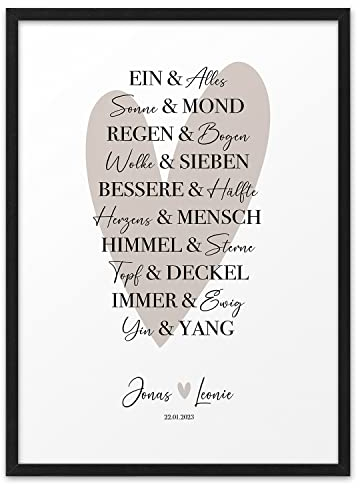 TRAUMPAAR HERZENSMENSCH LIEBESPAAR | ABOUKI Kunstdruck | Valentinstag Geschenk Für Sie Pärchen Geschenke Bild Hochzeit Personalisiert Jahrestag Geschenk für Freundin | Personalisiert