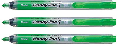PENTEL Handy-Line S Textmarker, einziehbar/nachfüllbar, Hellgrün, 3 Stück