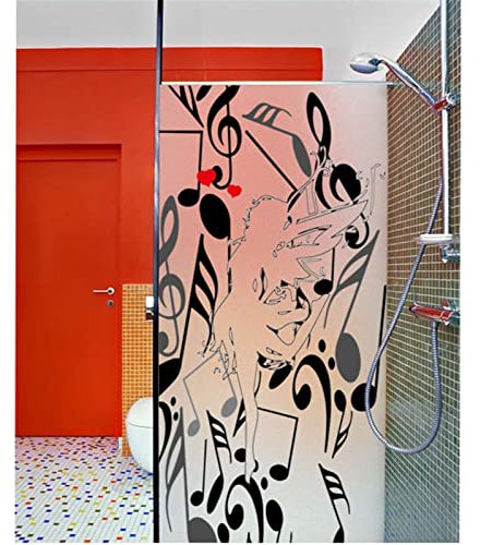 Fensterfolie selbsthaftend, Sichtschutzfolie für Fenster Statische Fensterfolie Wärmeisolierung Sonnenschutzfolie Scheibenfolie Anti-UV für Küche, Bad und Büro - 60x200cm Schwarzes Muster