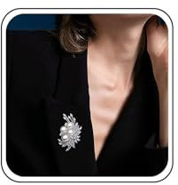 TseenYi Broche De Perlas De Flores Broche De Flores De Cristal Brillante Broche Barroco Broche De Perlas Ramillete De Plata De Cristal De La Vendimia Broche De Perlas Cardigan Clip De Solapa Clip
