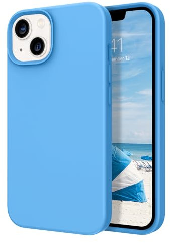 DOMAVER for iPhone 13 Case, Phone Case for iPhone 13 Liquid Silicone Soft Gel Rubber Microfiber Lining Cushion Cover Shockproof Protective-Blue