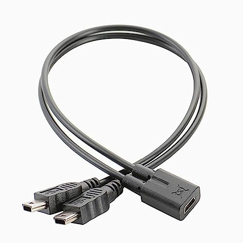 Yichtllk Cavo Mini USB da 1 a 2 Y Splitter USB 2.0 Mini 5 Pin Femmina a Doppio 2 Convertitore Maschio Cavo di Ricarica ad velocità Cordblack,30Cm