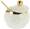 Alipis Sucrier en céramique avec couvercle et récipient à sel décoratif en porcelaine - Accessoires de cuisine pour le sucre, le sel (doré et blanc, 320 ml)