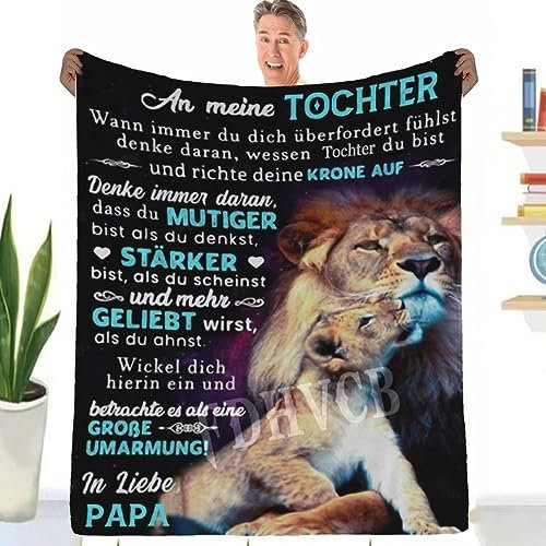 Decke für Meine Tochter von Papa, Kuscheldecke Flauschige Personalisierte Geschenke Decke für Meine Tochter, Brief Gedruckt Decken Geschenke für Mädchen Weihnachten Geburtstag Geschenke 150*200cm