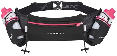 Fitletic® | Hydra 16 | Laufgürtel mit Trinkflaschen | 2X 250 ml | Laufgürtel, Trinkgürtel, Jogging, Lauftasche, Running Belt, Hüfttasche für Jogging, Laufen, Walking, Marathon