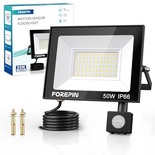 50W Led Strahler mit Bewegungsmelder Außen, LED Scheinwerfer Außen LED Fluter 72 LED 4500LM Außenstrahler 6500K Kaltweiß Aussenleuchte für Lager, Garage, Hof, Parkplatz, Garten