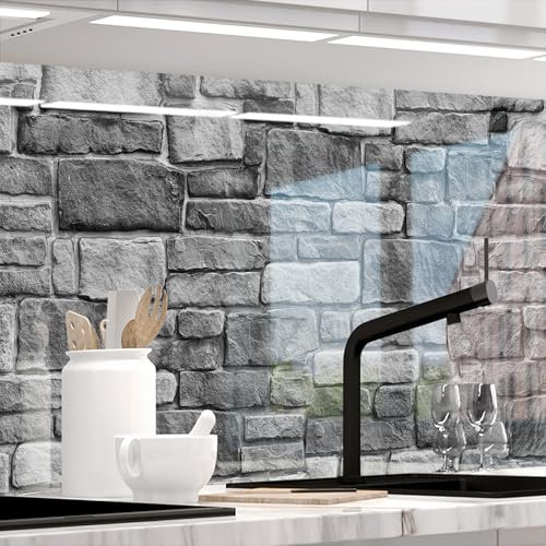 StickerProfis Küchenrückwand selbstklebend Glasoptik - GRANITSTEIN - 1.8mm, Versteift, alle Untergründe, Hart PET Material, Premium 60 x 500cm