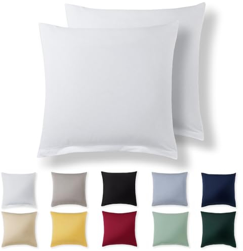 Alreya Kissenbezug 65 x 65 cm (2er Set) - Weiß - 100% Jersey Baumwolle - Kissenhülle für Kissen 65x65 cm, Jersey Kopfkissenbezüge, Superweicher Kissenbezüge 65x65 mit Reißverschluss