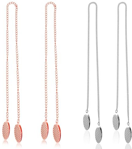 Molain Metall Serviette Klamme, 4pcs Serviettenkette mit Klammern, 19 Zoll Kette Serviettenhalter, Serviette Clips Serviettenkette mit Clip für Erwachsene Senioren und Kinder(Roségold+Silber)