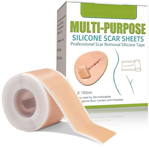 Silikon Narbenpflaster,Narbenpflaster Silikon,Silicone Scar Sheets,Silikon Klebeband Geeignet für Flache Narben, Brandnarben und Narben Nach Einem Kaiserschnitt (4 Cm X 150 Cm/Rolle)