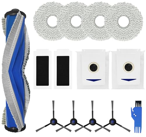 14-teiliges Zubehör-Set, Ersatz für Ecovacs Deebot T30 Omni T30 PRO Omni T30s, für Yeedi M12 Pro+ Staubsauger, 1 Hauptbürste 2 Staubbeutel 2 HEPA-Filter 4 Wischpads 4 Seitenbürsten 1 Reinigungsbürste