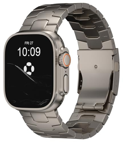 FiNESTONE Fascia in Titanio per Apple Watch ULTRA e ULTRA 2 - Cinturino Regolabile per Apple Watch ULTRA 49mm - Rivestimento DLC - Titanio Puro Leggero
