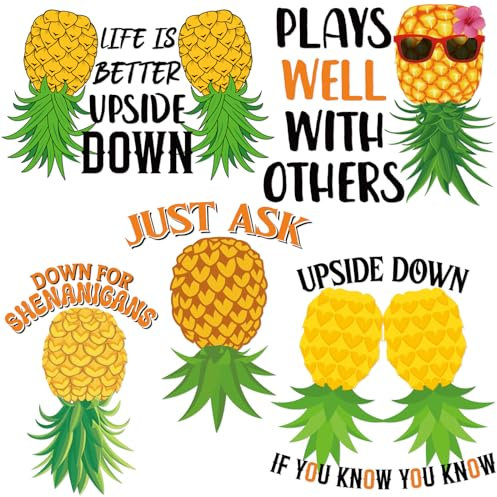 Dazoratix Pineapple Cruise Door Decorations - 5 Pcs Funny Cruise Stateroom Decorations Stickers Upside Down Pineapple Cruise Ship Door Decor Magnets for Car Bumper Cabin Door Carnival Party Supplies